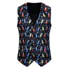 Christmas Men Suit Vest Costume Waistcoat Top Chalecos Para Hombre Gilet Print Sleeveless Tank Tops Party Evening Men's Clothes