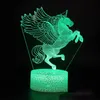 핫 스타일 페가수스 시리즈 창조적 인 3D LED 밤 램프 선물 램프 시각 램프 Led 조명 밤 빛