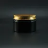 4OZ leeren Schwarz PET Kosmetik Creme Weithalsbehälter Mit Gold Aluminium Schraubdeckel 120ml Cosmetic Powder Bottle Jar