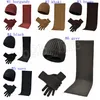 Kış Örgü Şapka Eşarp Eldiven Seti Erkekler Kadınlar Dokunmatik Ekran Eldiven Eşarplar 4 adet Hat Kalın Skullies kasketleri LJJM2365