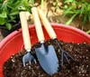 3Pcs/Set Mini Sharp Shovel Rake Wooden Handle Iron Head Plant Tool Set Reinforced Gardening Round Mini Garden Tools SN4044