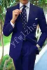 Popularne dwa przyciski Groomsmen Peak Lapel Groom Tuxedos Mężczyźni Garnitury Wedding / Prom Best Man Blazer (Kurtka + Pantst + Tie) Y85