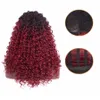 16 tum ombre svart färgmedium peruker röd afro kinky lockigt syntetisk peruk för kvinnor värmebeständigt för afrikansk amerika hår