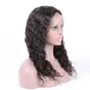 Brésilien Lace Front Human Hair Wigs Vague profonde lâche 8-24 pouces Perruque naturelle Couleur naturelle 130% densité