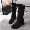 Hot Sale-Autumn Winter Warm Womens Short Boots Flock Height Increasing Woman Calf Boots Low Heels Slip On BX920