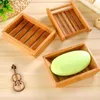 100pcs arrival Portable Soap Dishes Creative simple bamboo manual drain soap box Bathroom bathroom Japanese style LX1195