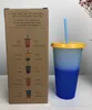 Plastic Detachable Cup Reusable Change Color Pages 700ml Bottles Insulated Tumblers Heat Protection Portable Tea Coffee With Straw6267784