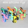 Silicone Bong Water Pipes Hookahs Silicon Oil Rigs mini bubbler bongs Hookah Free Glass Bowl nectar dabber tools dab rig