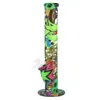 Narguilés 14''Silicone Water Pipe Hookah Bong Dab Rig Imprimé Glow in the Dark Shisha avec bol en verre