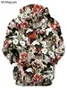 High-end lyxiga röda blommor rosor tryckta 3d jacka hoodies kvinnor / män vintage sweatshirt flickor rosa streetwear outfits