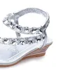 Hot Sale-Brand Sandals Women Rhinestone Summer Shoes wedges Slip On Woman Waterproof Party Women's Shoes Wedding 275