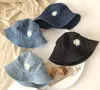 Été filles denim chapeaux enfants fleur casquette brodée enfants pêcheur chapeau garçons filles gros bord pot chapeaux cowboy plage visière casquette A2457