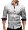 Märke 2017 mode manlig skjorta långärmare toppar dubbel krage affärsskjorta herr klänningsskjortor smala män 3xl11278u