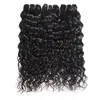 Ishow Braziliaanse diepe losse watergolf wefts 3 / 4bundles met kanten sluiting 8-28 "rechte uitbreidingen weven voor vrouwen alle leeftijden natuurlijke zwarte kleur