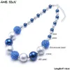 MHS.SUN 1 PZ Fashion baby blue + argento grosso collana di perline ragazze bubblegum gumball collana fatta a mano per bambini regalo di compleanno