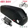 Bateria elétrica do íon do lítio da bicicleta de 48V 8AH 750W Batteria elétrica do íon da bicicleta de 48V 500W 750W BILLY com USB 54.6V 2a carregador.