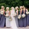 Gray New Arrival Cheap Bridesmaid Dresses Halter Neck Chiffon Sleeveless Floor Length Maid Of Honor Dress Pleats Wedding Party Gowns Custom