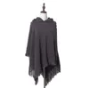 Tassel Poncho Solid Fringed Hooded Szal Vintage Winter Cape Szalik Okładki Cardigan Cloak Płaszcz Sweter Dziewczyny Dzianiny Szaliki C6863