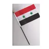 14x21cm Syria Hand Flags with Plastic Pole Single Side Printing, Polyester Fabric , All Countries, Outdoor Indoor Usage, Drop shipping