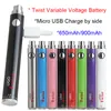 5pcs UGO Twist Wax Dab Cartridge Pen eVod USB VV Passthrough Variable Voltage Vape Battery 650 900mAh with Micro USB Charger
