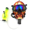 Silikon ansiktsmask bong rökning gasmask gasmask bongs skalle mönster akryl vatten rör med solglasögon maskerad masker torr örthoppning shisha shisha