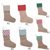 Canvas Christmas Socks Presentväska Stripe Christmas Socks Long Tube Burlap Socks Candy Bag Juldekorationer 7Colors XD22349