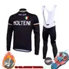 Schwarz Orange Molteni Winter Thermal Fleece Cycling Trikot Set Fietskleding Wielrennen Winter Heren Set -Gurthose Langtop1561799