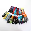 1 pair of fun autumn and winter retro Gogh mural women's art world famous oil painting series female socks funny socks