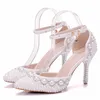 Fashion Pearls Designer Women Wedding Shoes Heels Crystal Bridal Shoes Size 4-10 Party 4 IN High Heels Shoes For Women White Ivory236h