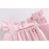 Çocuklar Tasarımcı Giysileri Kızlar Prenses Tarzı Sevimli Bow Tie Bebek Elbise Yenidoğan Kısa Kollu Bebek Elbiseleri 3 PCS Set8592865