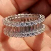 2019 Neuankömmling Luxusschmuck 925 Sterling Silber Voller Princess Cut Weißer Topas CZ Diamant Versprechen Hochzeit Brautring Für Frauen Geschenk