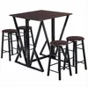 Fashion Wholesales HOT Sales 5 Pieces Dining Room Bar Table Set with 4 Bar Stools/Counter Height/Dark Coffee