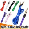 1 M 3.5mm Kolorowe tkaniny Nylon Płaskie Typ Aux Cable Accessory Bundles dla iPhone 4 5 6 Samsung MP3