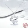 925 Sterling Silver Rose Gold Color Animal Footprint Dog Cat Footprints Paw Necklaces Pendants Women Jewellry jewelry for new year3986281
