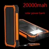 Ogromna pojemność zasilania słonecznego 20000 mAh Dual-Usb Waterproof Power Bateria ładowarka dla wszystkich telefonów iPhone Huawei Xiaomi