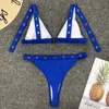 Neon Yeşil Yüksek Bel Bikini 2019 Kayışı Mayo Kadınlar Thong Mayo Kadın İki Adet Bikini Set Brezilyalı Mayo S19709