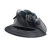 Cappello Fedora in piume di garza Kajeer Cappello elegante in feltro con tesa in feltro Cappellino a bombetta Bowknot Cappello da sole da donna