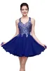 2020 Lavendel i lager Elegant Chiffon Mini Homecoming Dress A-Line Short Shinny Crystal Graduation Party Dresses Evening Club Wear CPS168