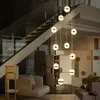 Stairs long pendant lights modern minimalist villa Nordic lamps living room lights rotating stair hanging lamp pendant light