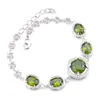 Luckyshine pour femmes couleur argent Bracelets rétro rond vert péridot mode Bracelet nouvel an cadeau livraison gratuite 8"