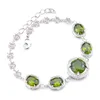 Luckyshine för kvinnor Silver Färg Armband Retro Rund Grön Peridot Fashion Armband Nyårsgåva Gratis Frakt 8 "