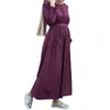 Ropa étnica Vestidos de talla grande 2021 Abaya Dubai Bangladesh Mujeres Musulmanas Verano Color Sólido Perlas Adornadas Vestido fluido Z3181