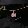 Fashion- Collane a ciondolo a fiocme di neve per uomo Domande designer di lusso Pink Bling Diamond Flower Pendants Copper Zircon Rose Gold Jewelry