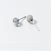 Ny Enkel 925 Sterling Silver Moon Stone Stud Örhängen för Kvinnor Flickor Tiny Round Labradorite Örhängen Bröllopsfestgåvor