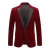 Mens Blazer Jackets Autumn Winter Vintage Velvet Suit Jackets Wedding Party Brudgum Dräkt Sångare Blazer Terno Masculino1297T