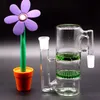 Nargile recycler petek ashcatcher 18mm çift perkolator bong kül yakalayıcıları iki fonksiyonlu bubbler boru el üflemeli yağ kuleleri aksesuarları