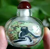 Chinesisches Sammlerstück, handgefertigte, innen bemalte Schnupftabakflasche aus Glas der Chinesischen Mauer