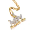 Zircon Letter MBM OUT OUT Ожерелье Кулон Ожерелье Мужские Ювелирные Изделия Двухтона 14K Позолоченный Позолоченный Алмаз Блен Хип Хоп Подарок Ювелирных Изделий с 24 дюйма Cuban Li