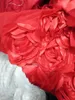 Splendidi abiti da ballo a sirena con fiori di rosa 3D 2019 Perline appliquate sexy Abiti da sera con corpetto trasparente Manica lunga Red robes de soir￩e