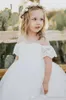 Elegant White Pretty Flower Girls Dresses Off The Shoulder Lace Tulle Ball Gowns Holy First Communion Dresses Wedding Party Girls Gowns